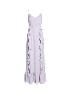 Wayf Lavender Ruffle-Trim Spaghetti Strap Maxi Dress